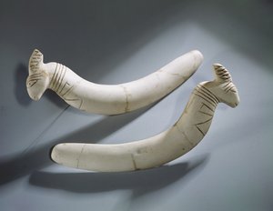Pair of castanets, Thinite Period (hippopotamus ivory)